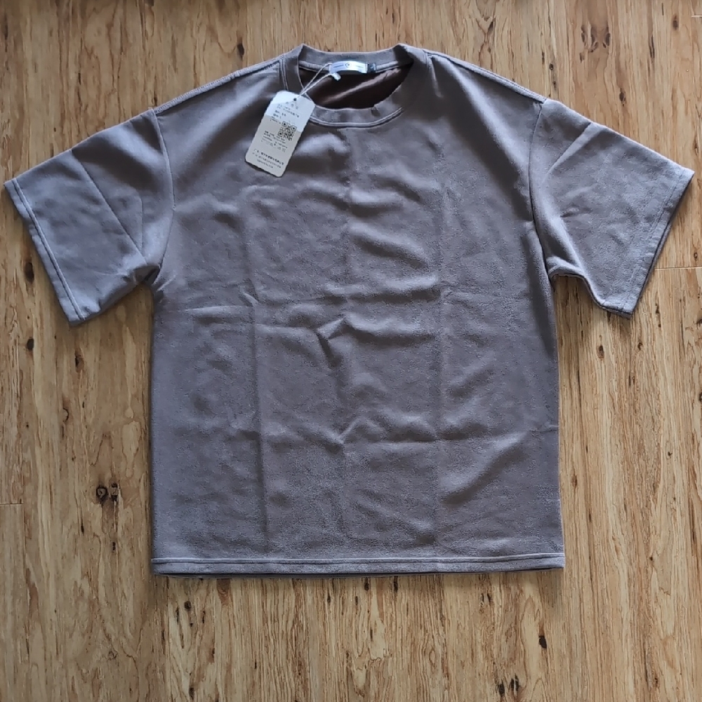 Casual Taupe/Gray Oversized T-Shirt